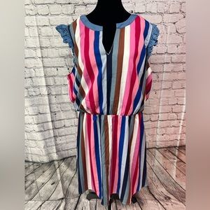 Glitzy girlz v-neck vertical striped dress in a size 2x.